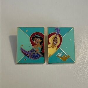 Disney Princess Jasmine and Aladdin Love Letter Pin Set